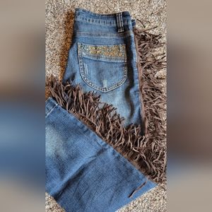 Jeans with fringe down each leg